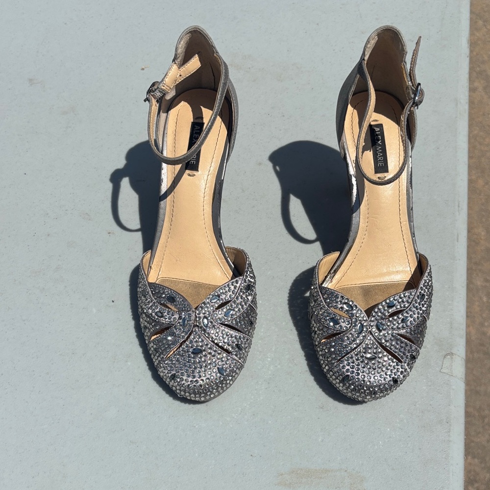 Alex Marie Silver Embellished Heels